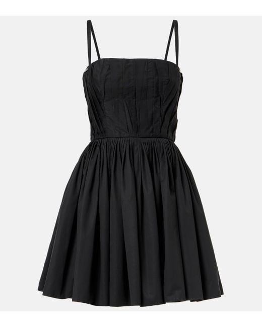 Alexander McQueen Black Gathered Cotton Poplin Minidress