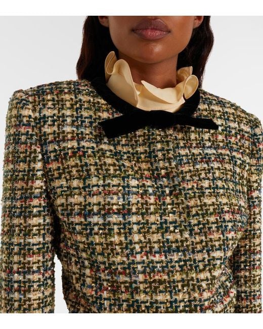Valentino Black Velvet-Trimmed Lame Tweed Jacket