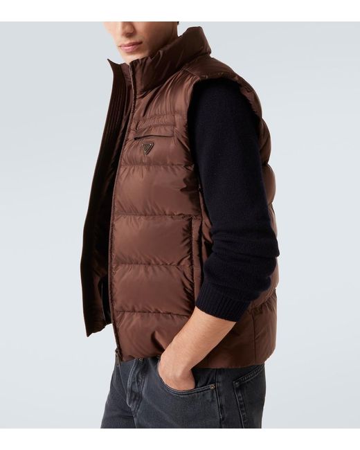 Chaleco De Plumas De Re-Nylon Prada de hombre de color Brown