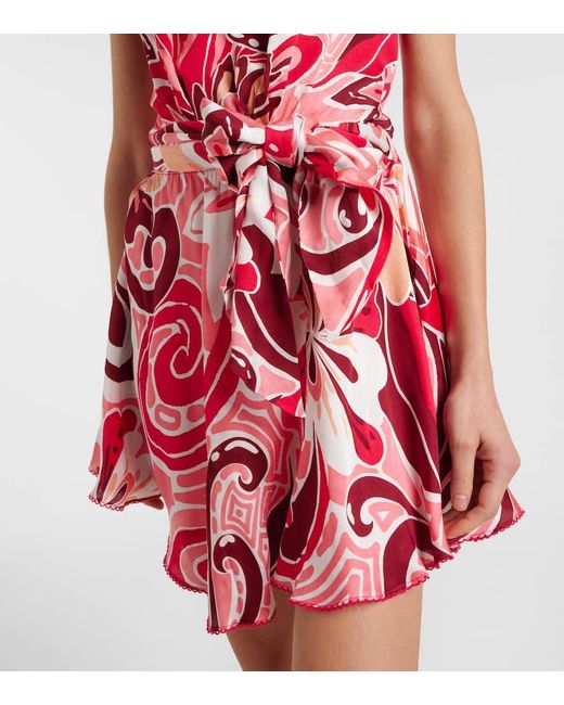 Poupette Red Cassandra Open-Back Satin Minidress