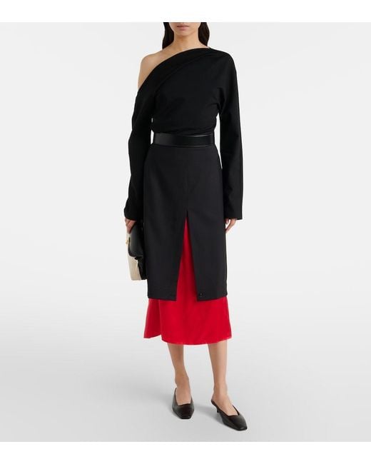 Rohe Black Draped One-Shoulder Top