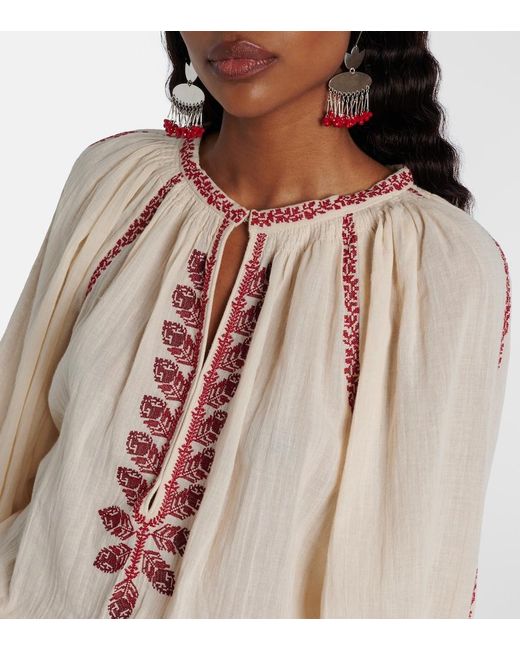 Isabel Marant Natural Ludy Embroidered Cotton Minidress