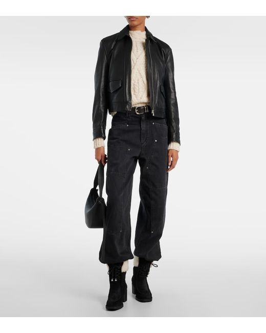 Jimmy Choo Black Hali 60 Shearling-Trimmed Suede Ankle Boots