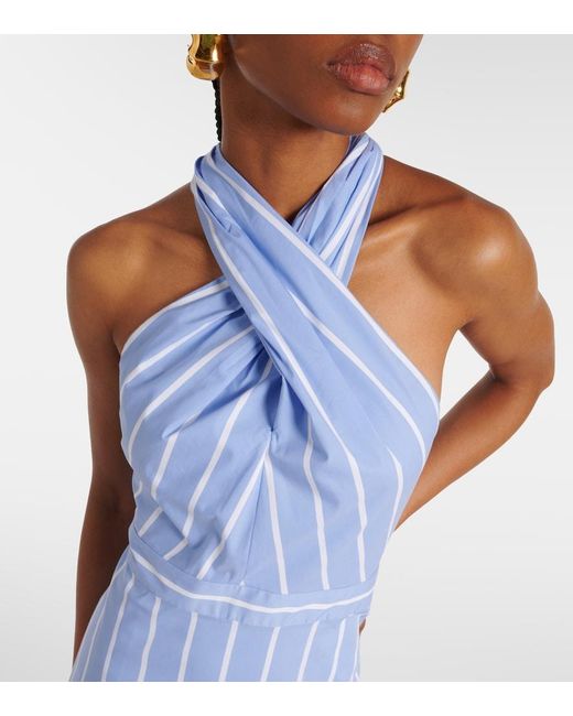 Veronica Beard Blue Baylee Striped Poplin Midi Dress