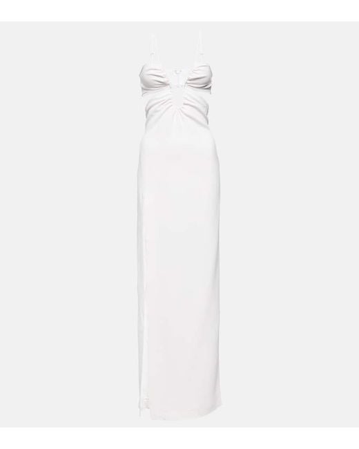Nensi Dojaka White Bridal Cutout Crepe Gown
