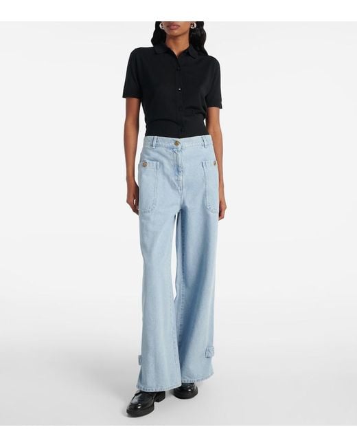 Max Mara Blue Pugnale High-Rise Wide-Leg Jeans