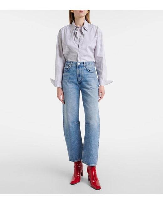Citizens of Humanity Blue Miro High-Rise Cropped Barrel-Leg Jeans