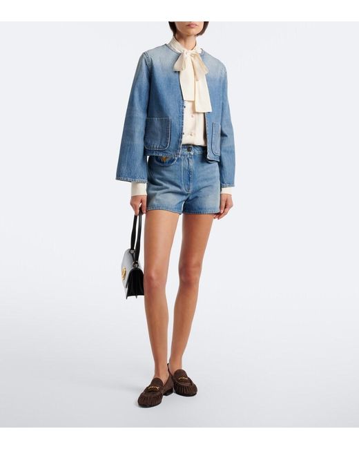 Valentino Blue Vgold Faded Denim Jacket