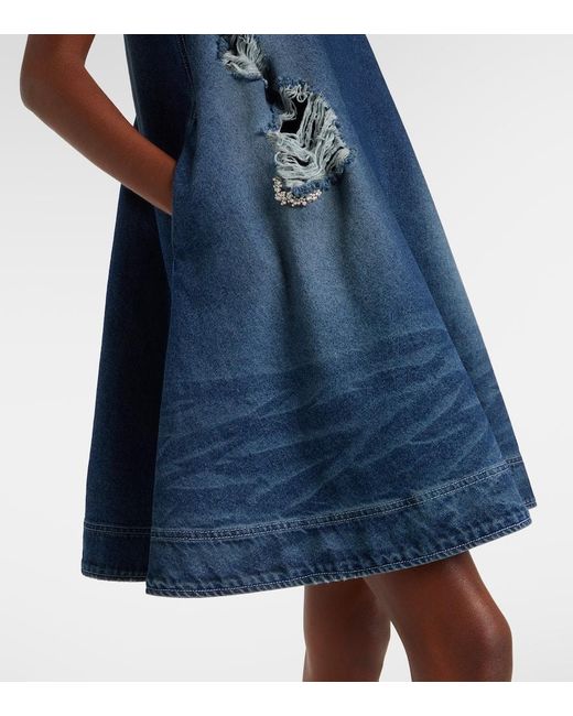 Simone Rocha Blue Distressed Denim Minidress