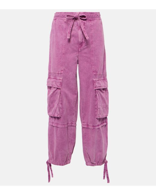 Isabel Marant Pink Ivy Mid-rise Denim Cargo Pants