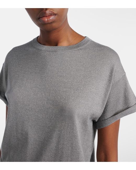Brunello Cucinelli Gray Cashmere And Silk-Blend T-Shirt
