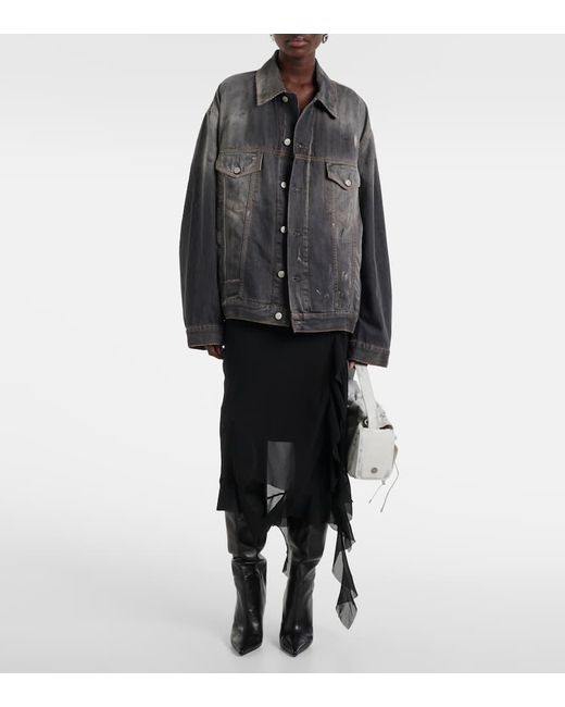 Chaqueta En Denim Estampada Acne de color Black