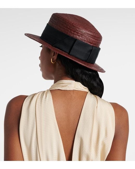 Loro Piana Red Elena Straw Sun Hat