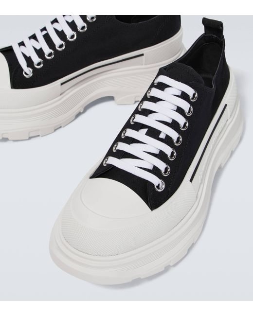 Alexander McQueen White Tread Slick Canvas Platform Sneakers for men