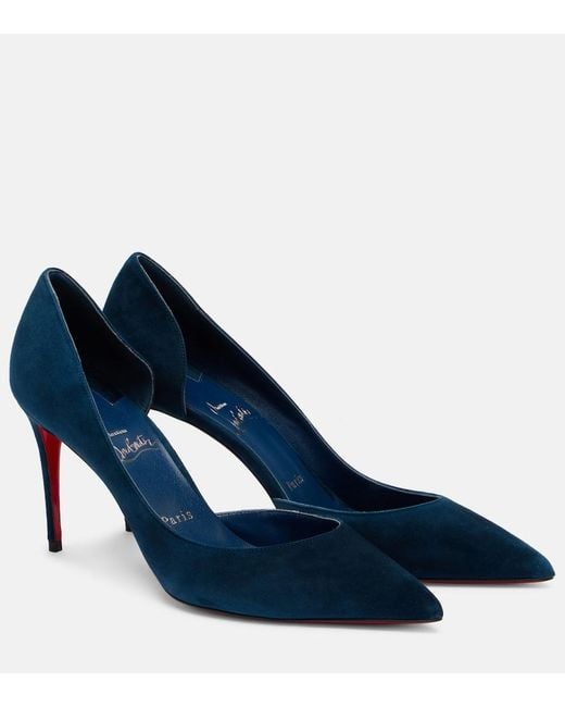 Christian Louboutin Blue Iriza 85 Suede D'Orsay Pumps