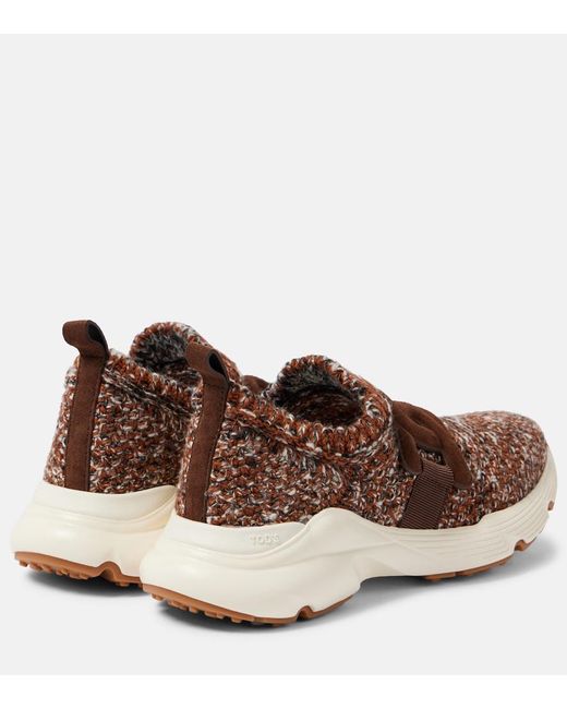 Tod's Brown Chic Wool Sneakers For
