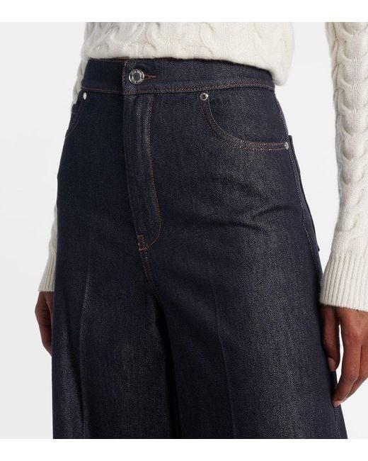 Max Mara Blue High-Rise Wide-Leg Jeans Carmine