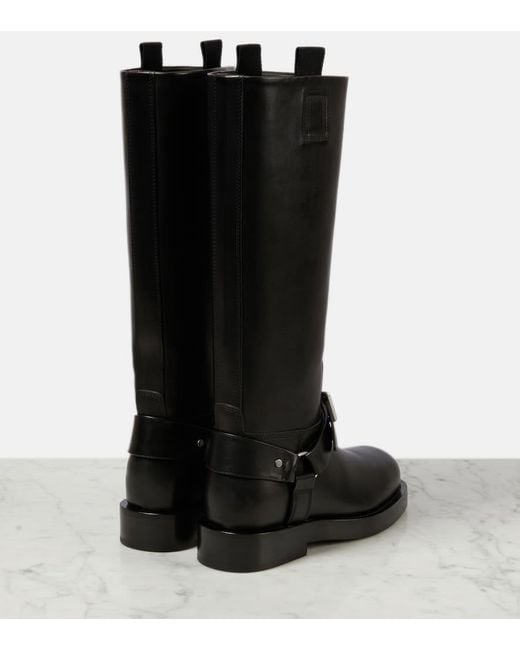 Burberry Black Leather Saddle High Boots