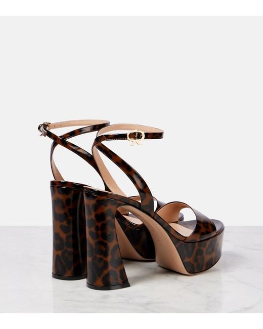 Gianvito Rossi Brown Nancy 110 Leopard-Print Platform Sandals