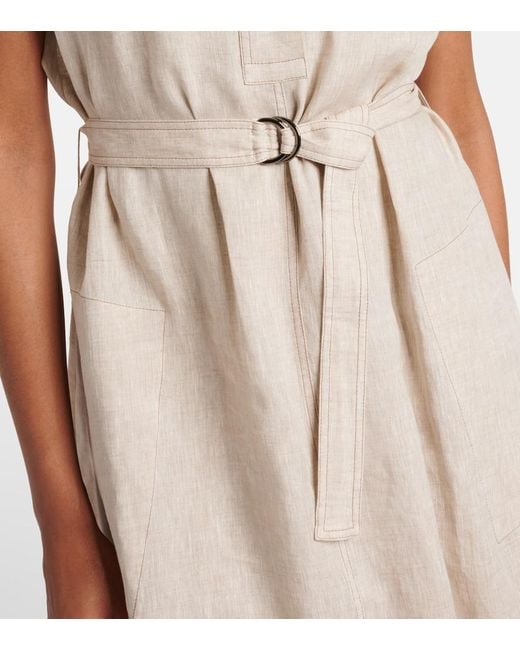 Brunello Cucinelli White Maxikleid Aus Leinen