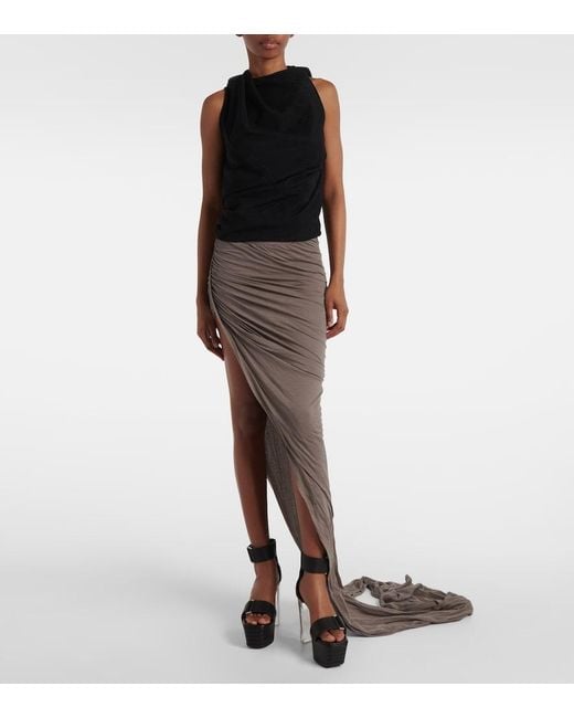 Rick Owens Brown Edfu Cotton Maxi Skirt