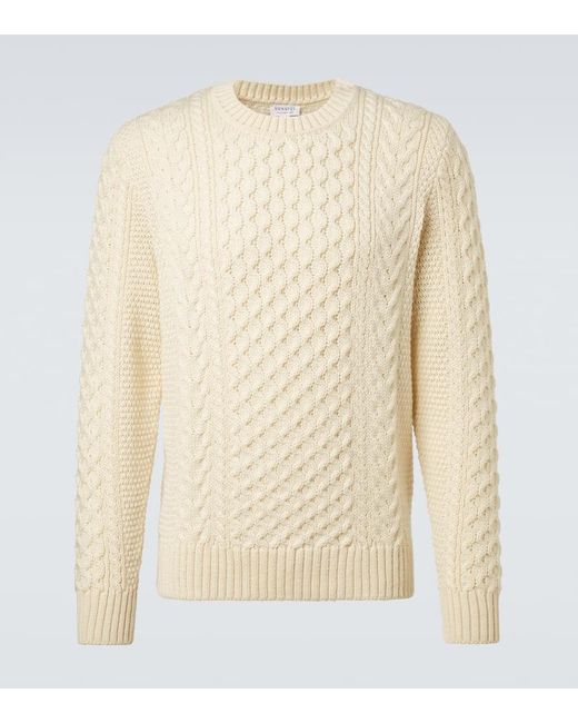 Sunspel Natural Cable-Knit Wool Sweater for men