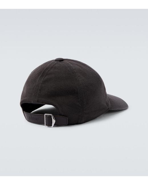 Brioni Black Cotton And Cashmere Baseball Cap for men