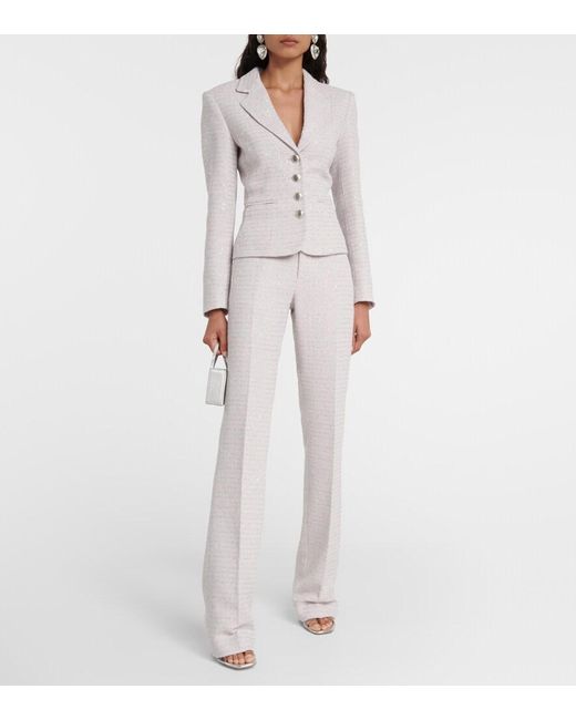 Alessandra Rich Gray Sequined Mid-Rise Straight Pants