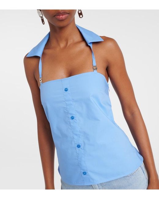 Coperni Blue Halterneck Cotton Top