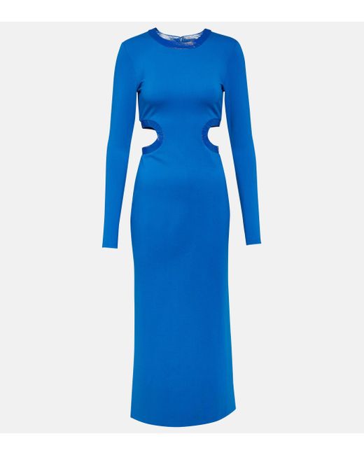 Staud Blue Dolce Cutout Midi Dress