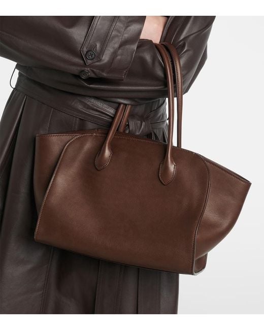 The Row Brown Marlo 12 Leather Tote Bag