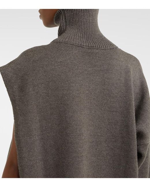 Alaïa Brown Sided Virgin Wool Sweater
