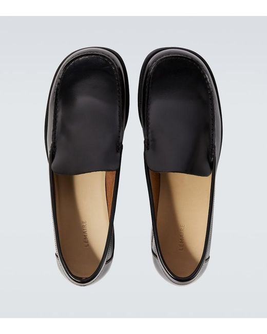 Lemaire Black Leather Loafers for men