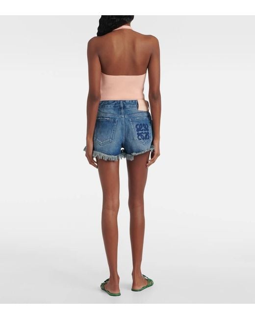 Loewe Paula's Ibiza Anagram Denim Shorts in Blue | Lyst