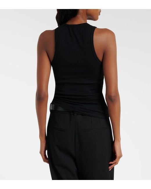 Wardrobe NYC Black Ribbed-Knit Cotton Jersey Tank Top