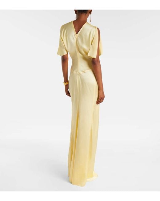 Victoria Beckham Yellow Robe Aus Satin