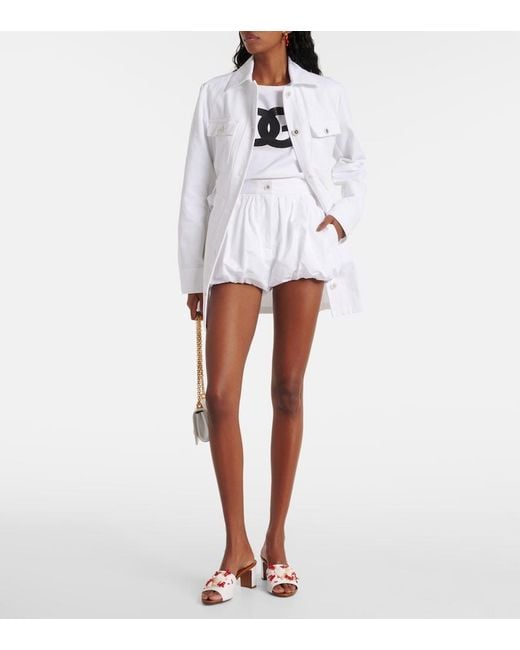 Dolce & Gabbana White High-Rise Cotton Poplin Shorts