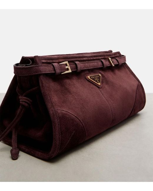 Prada Purple Bonnie Small Suede Shoulder Bag
