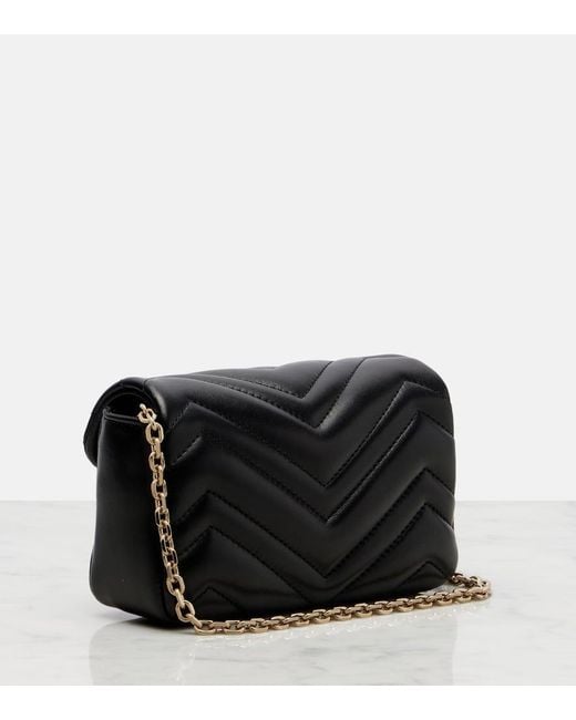 Gucci Black Gg Marmont Mini Leather Shoulder Bag