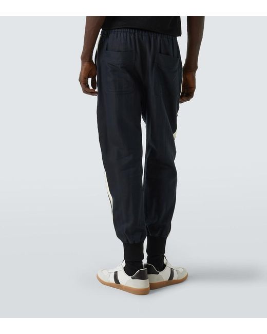 Tom Ford Blue Cotton And Silk Twill Sweatpants for men