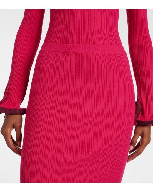 Jonathan Simkhai Red Millie Ruffled Midi Skirt