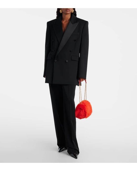 Saint Laurent Red Jamie 4.3 Mini Shearling Shoulder Bag