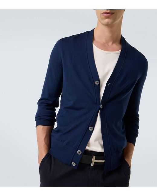 Tom Ford Blue Wool Cardigan for men
