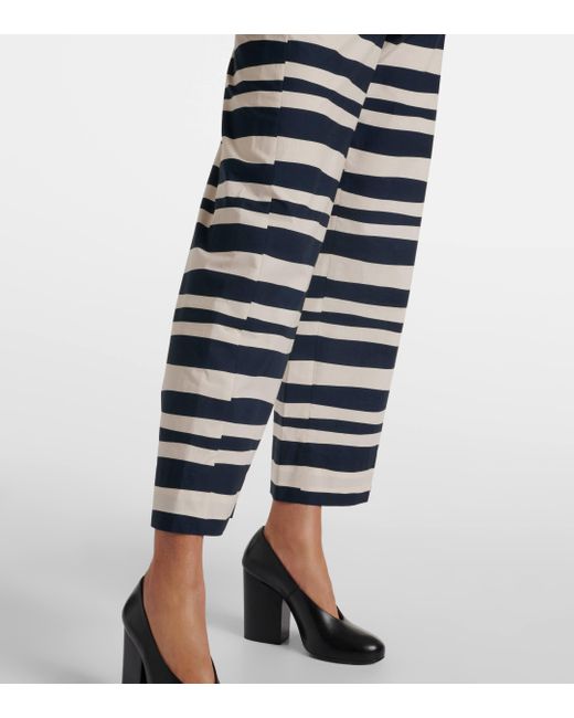 Max Mara Black Striped Cotton Poplin Wide-leg Pants