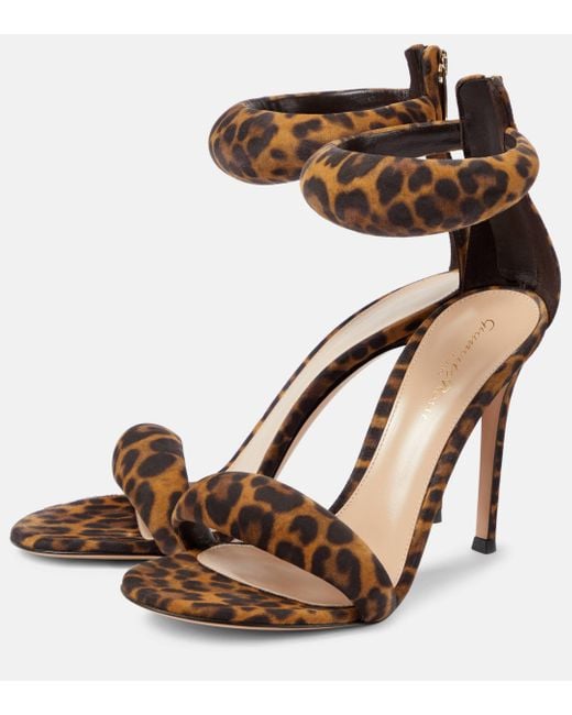 Gianvito Rossi Brown Bijoux Leopard-print Leather Sandals