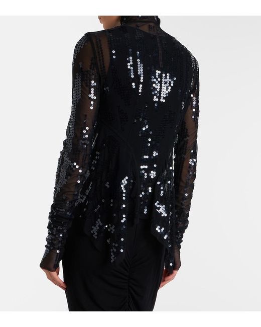 Rick Owens Black Gary Sequined Tulle Jacket