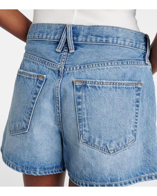 SLVRLAKE Denim Blue Mila Mid-Rise Denim Shorts