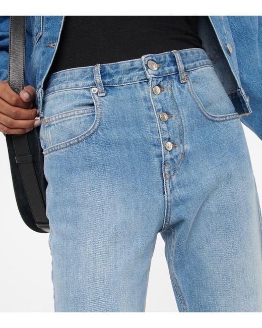 Pantalones Ajustados Belden De Tiro Alto Isabel Marant de color Blue