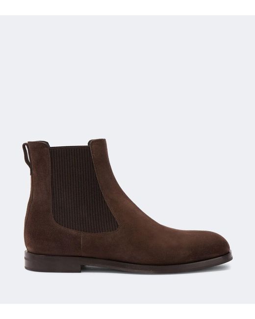 Manolo Blahnik Brown Sempione Suede Chelsea Boots for men