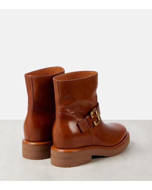 Chloé Brown Coddington Leather Biker Boots